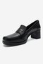 Kellys Black Skin Genuine Leather Women's Heeled Loafer Shoes - 8