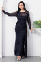 Crew Neck Front Tie Glitter Dress Dks1469 - 3