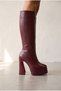 Jollyyy Women's Double Platform Pointed Toe High Heel Boots Burgundy Skin - 3