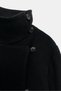 Women's Black Double-Breasted Jacket Short Women's Coat – Stand-Up Collar, Buttoned and Modern Design Zr Model - 6