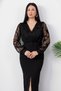 Double-Breasted Collar Glittery Slit Dress 2026-2052 - 7