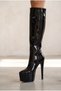 Solar Black Patent Leather Platform Special Design Thin Heeled Women's Shoes - 3