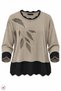 Women's Mink Crew Neck Slim Knitwear Blouse with Leaf Crystal Stones and Glitter - 3