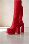 Pennyy Red Suede Design Double Platform Women's Shoes - 3