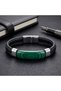 💎   Premium Shiny and Stylish Malahit Verde Natural Stone Leather Steel Men's Bracelet 31832B1D17 - 20 cm - 3