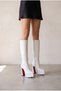 Jollyyy White Skin Double Platform Design Women's Boots High Heeled Shoes