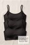 Women's 3-Piece Ribbed Strap Padded Bustier Tank Top, Cotton Lycra Blouse with Bra