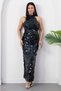 Halter neck large sequin dress evening gown ecr6094 - 3