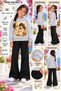 Winter, Spring, and Autumn Girls' Black Spanish Flared Bottoms and Gray Sweat Top - 2