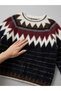 Nordic Patterned Jacquard Knit Soft Textured Women's Sweater