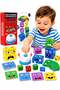 Face Changing Expression Matching Cubes Game, Wooden Montessori Puzzle Toy for Kids Ages