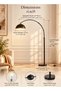 Glanfen Modern Black Arc Floor Lamp with Adjustable Dome Shade, Marble Base, E27 3-Color LED Bulb - 2