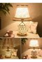 Crystal Table Lamp with Gold Base | Decorative Bedside Nightstand Lamp with Floral Fabric Shade - 5