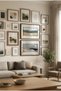2 Pieces of Black Wooden Framed Horizontal Wooden Painting with Abstract Sea and Coastline Views with Pvc Panels - Home, Business and Office Decoration Painting - 3