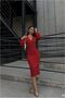 Double-Breasted Long-Necked Midi Dress with Sleeves · Color: Red · Size: M BX