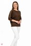Women's Coffee Color Pool Collar Sleeve Troped Lycra Elite Yarn Thin Knitwear Blouse - 3