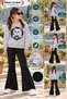 Winter, Spring, and Autumn Girls' Black Spanish Flared Bottoms and Gray Sweat Top - 2