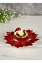 Shreeji Lotus Shape Large Kuber Diwali Diya Gold/Red 6inch - 2
