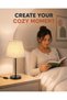 XiuWoo Nordic Retro Bedside Table Lamp with Fabric Shade, E27 Desk Lamp with Included 5W Warm LED - 2