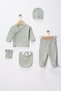 Mi̇noti̇ Newborn Baby Hospital-Issued Interlock Ribbed Double-Breasted Bodysuit Set (with Booties, under Hat, and Bib) - 5