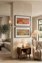 2 Pcs Pvc Framed Black Wood Framed Modern Horizontal Wooden Painting with Mat in Orange and Turquoise/Green Tones - Home, Business, and Office Decoration Painting - 2
