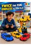 2 in 1 Transforming Remote Control Robot Car for Kids, Blue RC Sports Car with 360 - 2