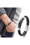 💎   Premium Shiny and Stylish Obsidian Nova Natural Stone Leather Steel Men's Bracelet 31832B1D18 - 20 cm