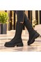 Women's Black Long Lace-Up Boots – Thick-Soled Casual and Stylish Boots - 2