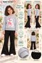 Winter, Spring, and Autumn Girls' Black Spanish Flared Bottoms and Gray Sweat Top - 2