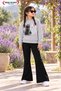 Winter, Spring, and Autumn Girls' Black Spanish Flared Bottoms and Gray Sweat Top