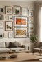 2 Pcs Pvc Framed Black Wood Framed Modern Horizontal Wooden Painting with Mat in Orange and Turquoise/Green Tones - Home, Business, and Office Decoration Painting - 3