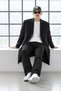 Men's Classic Buttoned Premium Black Coat - 2