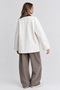 Women's Oversized Gabardine Jacket with Snap Buttons and Pockets – Loose Fit Casual Coat - 3