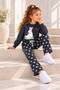 Girl's Rabbit Printed Patterned Wide-Legged 3-Yarn Rastered Sweatpants Set 3-10 Years Old - 3