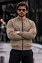 Men's Seasonal Zippered Casual Camel Raincoat - 3