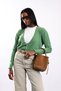 Green V-Neck Buttoned Cardigan - 4
