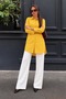 Women's Oversize Long Sleeve Basic Mustard Shirt - 6
