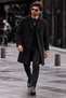 Men's Kaşe Classic Cut Trendy Black Coat - 4