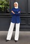 Women's Oversize Long Sleeve Basic Indigo Shirt - 6