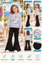 Winter, Spring, and Autumn Girls' Black Spanish Flared Bottoms and Gray Sweat Top - 2