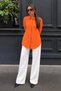 Women's Oversize Long Sleeve Basic Orange Shirt