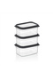 Qlux Bomonti Plastic Storage Container No. 2, 1000 Ml, 3-Piece Set, Pack of 6.