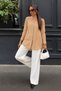 Women's Oversize Long Sleeve Basic Beige Shirt