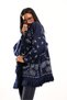 Navy Blue Belted Patterned Shawl Collar Cardigan 5654 - 4