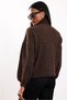 Brown Sequin Detailed Stand Collar Cardigan 5546 - 5