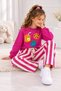 Girl's Fruit Printed Striped Wide Leg 3 Threaded Threaded Sweatpants Set 3-10 Years Old - 2