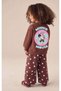 Girl's Cotton Brown Back Print Detailed Top and Bottom Set - 2