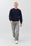 Men's Casual Wear Long Sleeve Crew Neck Navy Blue Sweatshirt - 3