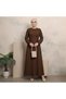Textured Hijab Dress with Waist Tie - 2