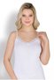 Women's Tank Top - Cotton Ribbed Strap V-Neck Lace, White